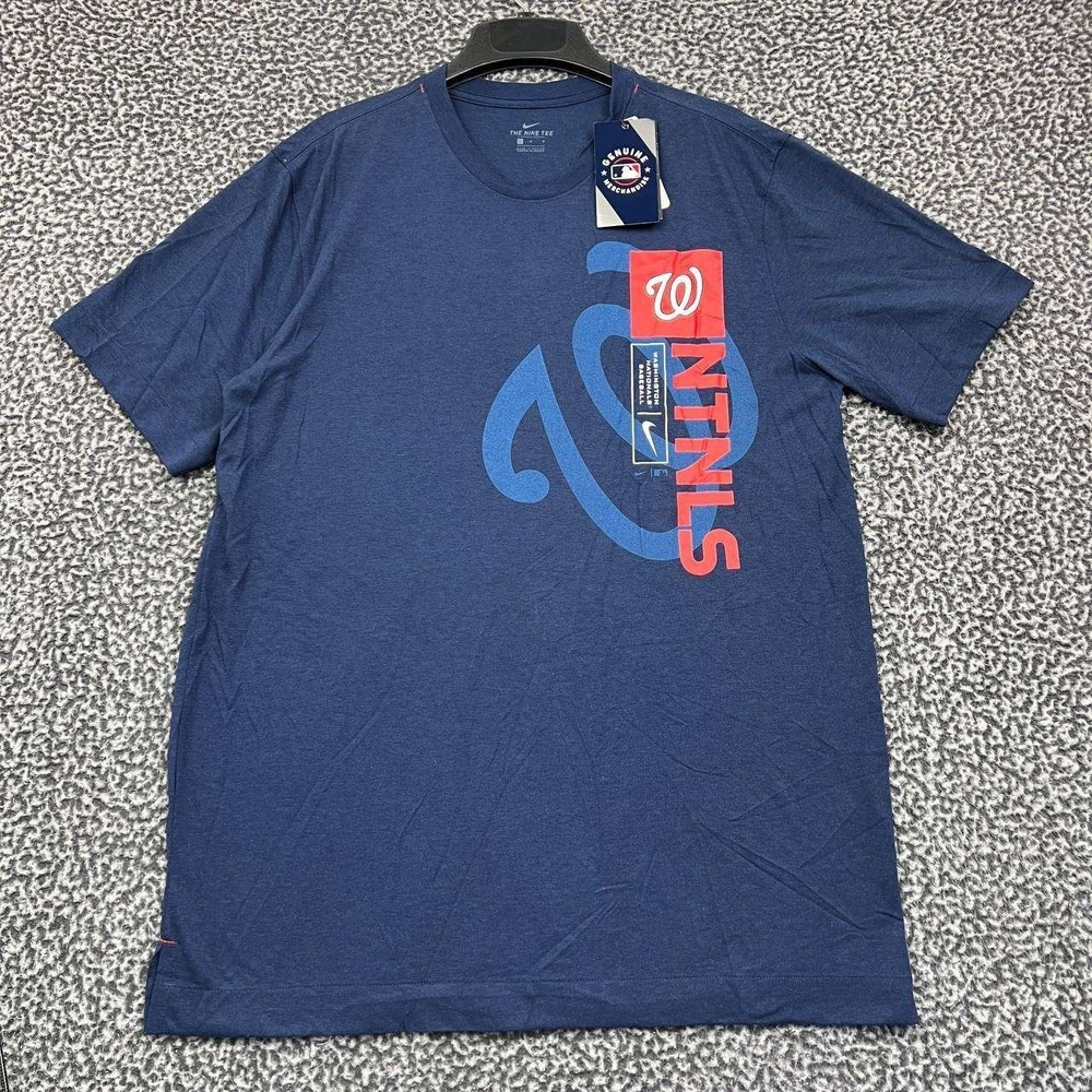 Nike Shirt‎ Men Large Navy Washington Nationals Short Sleeve Crew Neck New L